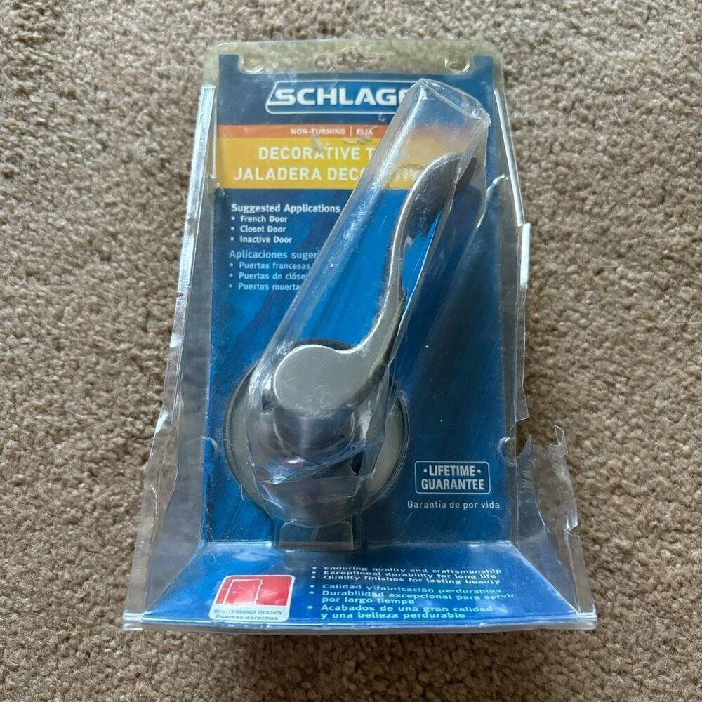 Schlage Right Hand Door Satin Nickel Finish Non-Turning Decorative Trim Handle